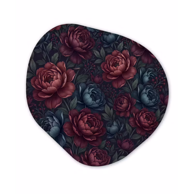 Bloemen - Patroon - Natuur - Klassiek - Donker Wandcirkel Organisch Forex 3mm klein -3d