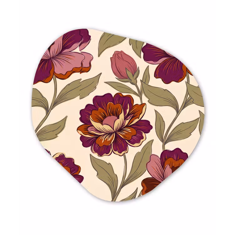 Bloemen - Patroon - Natuur - Modern - Paars Wandcirkel Organisch Forex 3mm klein -3d