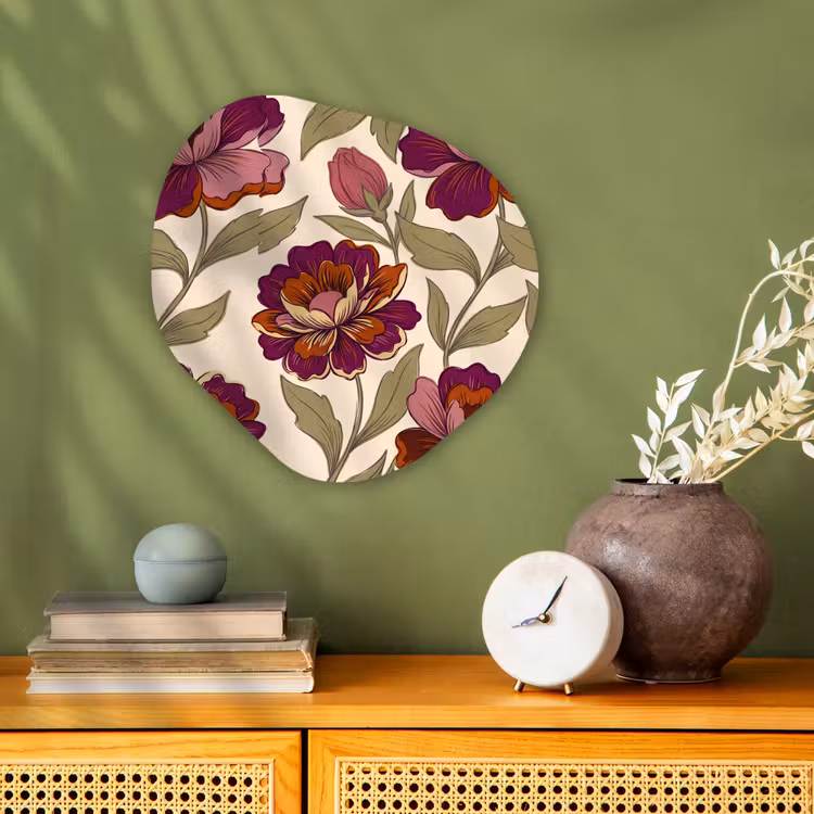 Bloemen - Patroon - Natuur - Modern - Paars Wandcirkel Organisch Forex 3mm klein -sfeer2