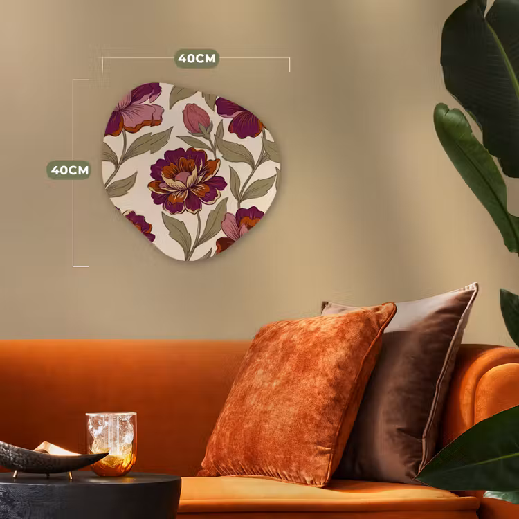 Bloemen - Patroon - Natuur - Modern - Paars Wandcirkel Organisch Forex 3mm klein -sfeer3