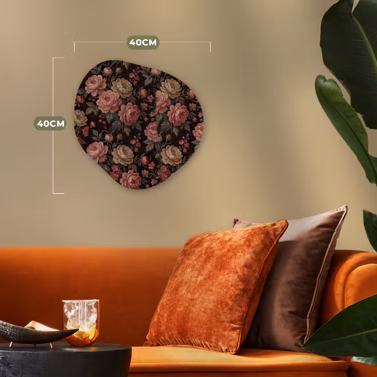 Bloemen - Patroon - Natuur - Vintage - Roze Wandcirkel Organisch Forex 3mm klein -sfeer3