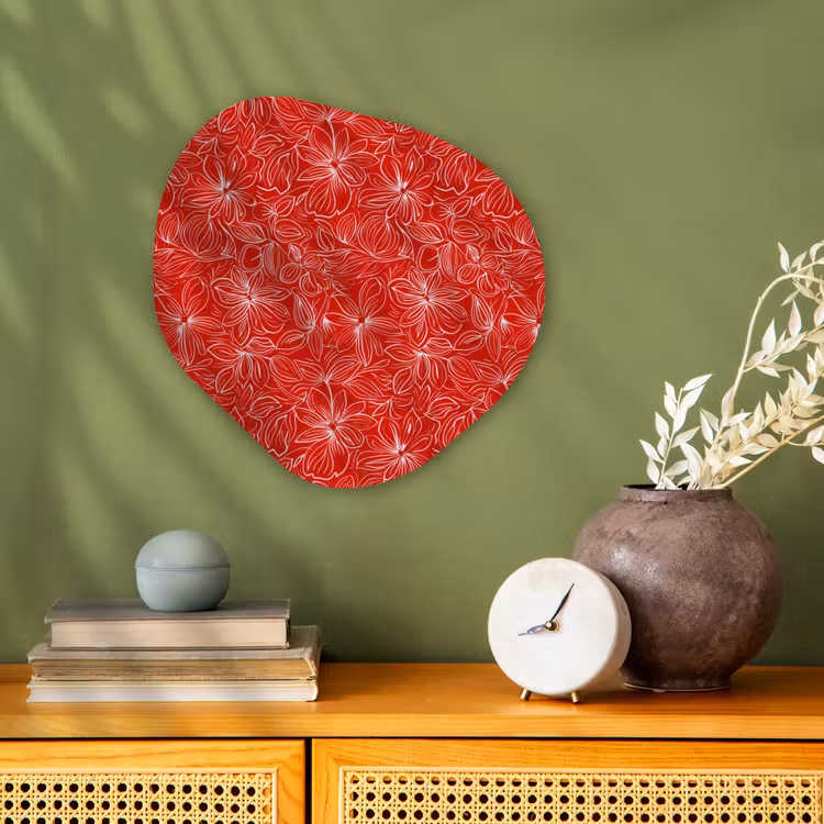 Bloemen - Patroon - Rood Wandcirkel Organisch Forex 3mm klein 629 -sfeer2