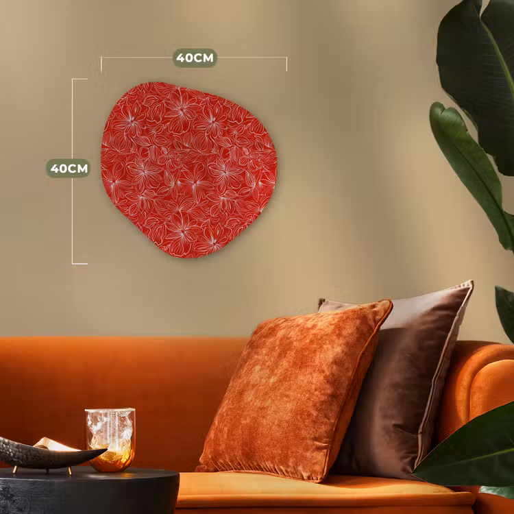 Bloemen - Patroon - Rood Wandcirkel Organisch Forex 3mm klein 629 -sfeer3