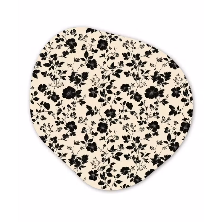Bloemen - Dessin - Zwart Wandcirkel Organisch Forex 3mm klein 629 -3d