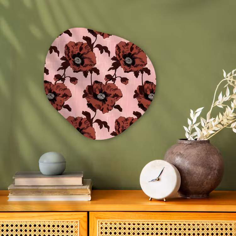 Bloemen - Retro - Rood Wandcirkel Organisch Forex 3mm klein 629 -sfeer2