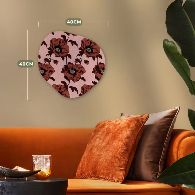 Bloemen - Retro - Rood Wandcirkel Organisch Forex 3mm klein 629 -sfeer3