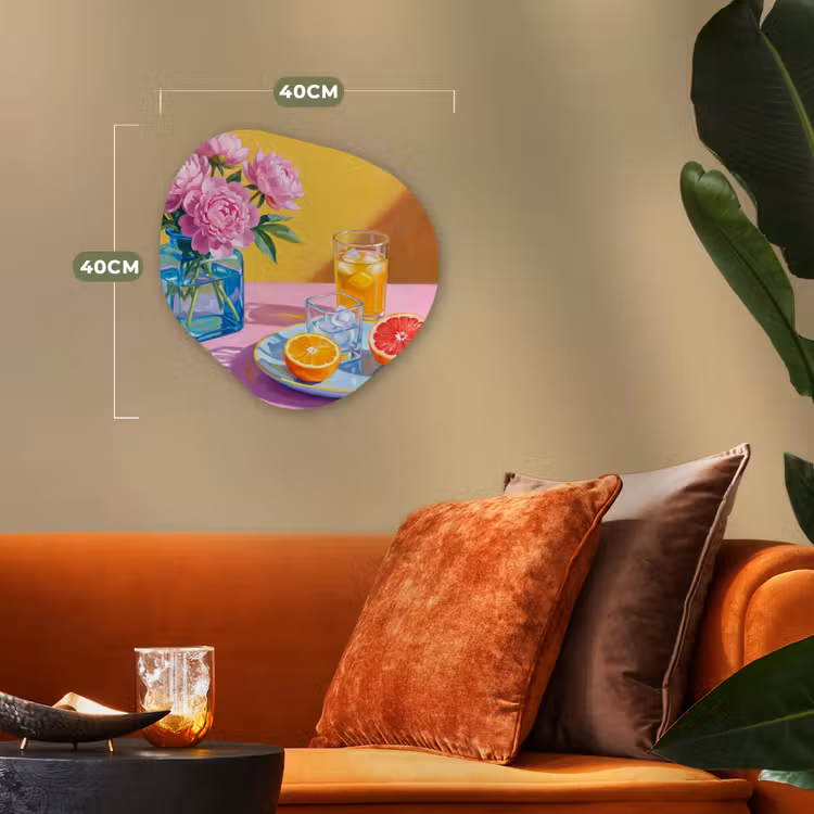 Forexbild Organische Form - Blumen – Rosa – Modern - Bloemen - Roze - Modern Wandcirkel Organisch Forex 3mm klein