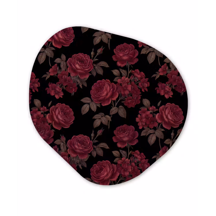 Bloemen - Roos - Patroon - Klassiek - Rood Wandcirkel Organisch Forex 3mm klein -3d