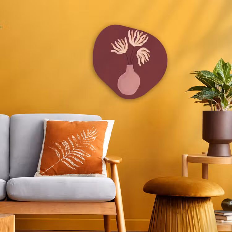 Bloemen - Vaas - Abstract - Modern - Aardetinten Wandcirkel Organisch Forex 3mm klein -sfeer4