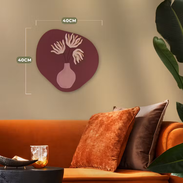 Bloemen - Vaas - Abstract - Modern - Aardetinten Wandcirkel Organisch Forex 3mm klein -sfeer3