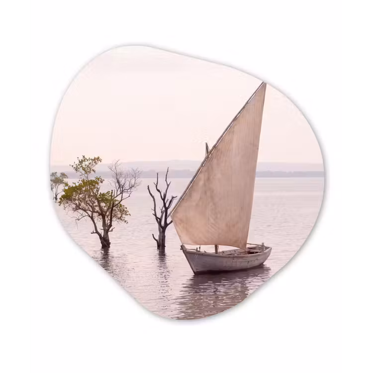 Boot - Zeil - Water - Tropisch - Natuur Wandcirkel Organisch Forex 3mm klein -3d
