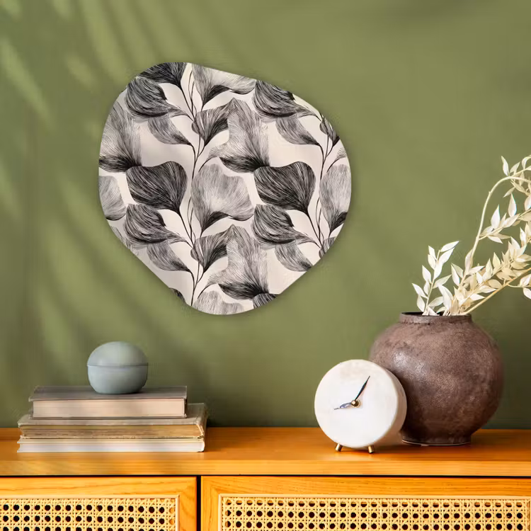 Botanisch - Bladeren - Zwart Wandcirkel Organisch Forex 3mm klein 629 -sfeer2