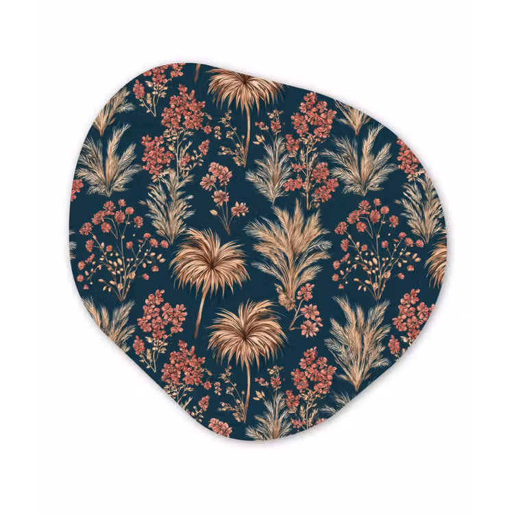 Botanisch - Patroon - Blauw Wandcirkel Organisch Forex 3mm klein 629 -3d