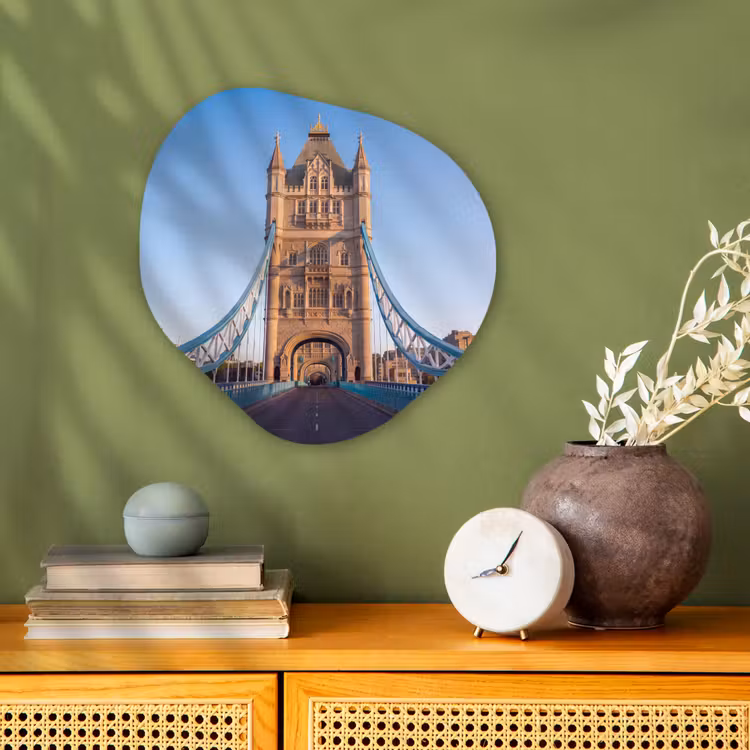 Brug - Toren - Architectuur - Klassiek - Blauw Wandcirkel Organisch Forex 3mm klein -sfeer2
