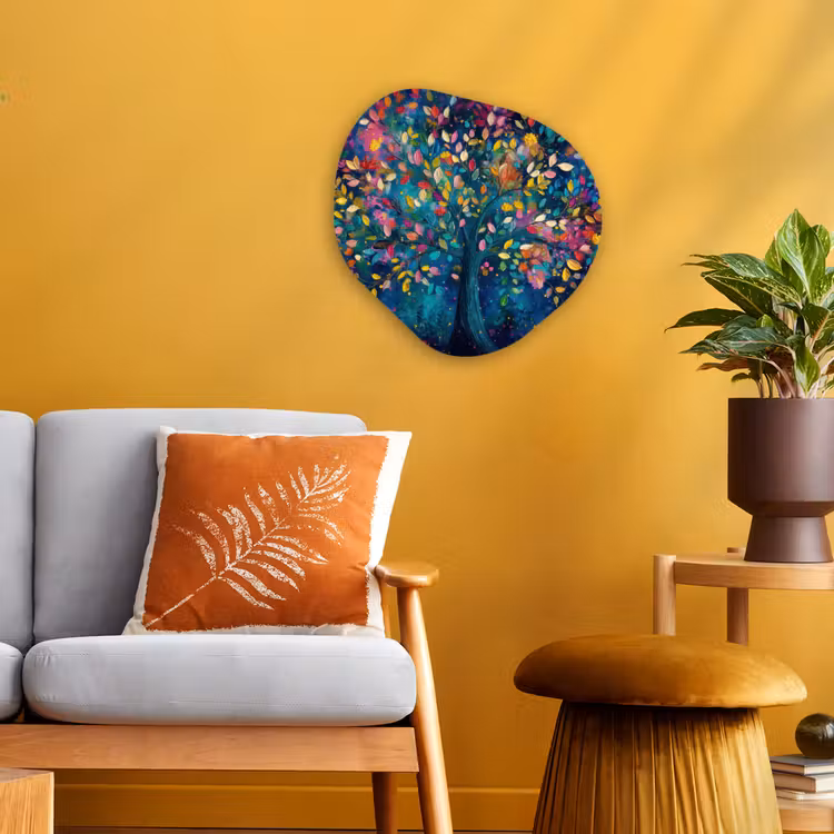 Kleurrijk - Boom - Magisch - Abstract Wandcirkel Organisch Forex 3mm klein -sfeer4