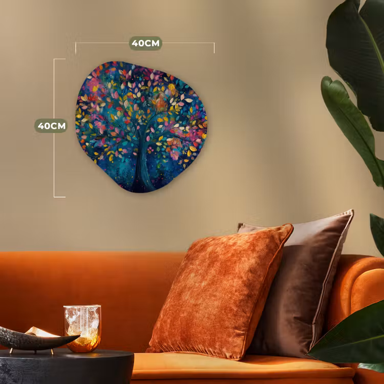 Kleurrijk - Boom - Magisch - Abstract Wandcirkel Organisch Forex 3mm klein -sfeer3