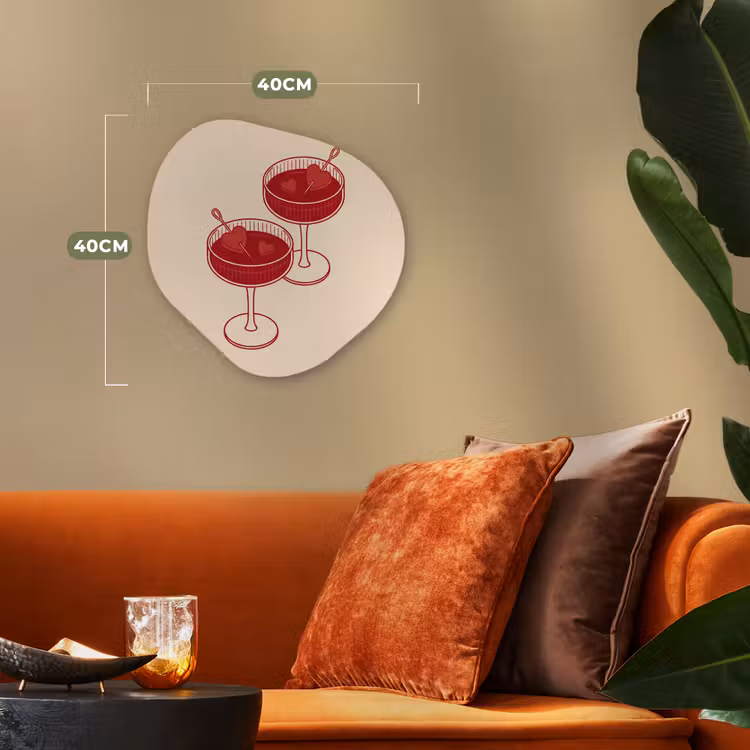 Cocktail - Hartjes - Liefde - Illustratie - Rood Wandcirkel Organisch Forex 3mm klein -sfeer3