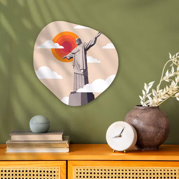 Monument - Stad - Zonsondergang - Minimalistisch - Oranje Wandcirkel Organisch Forex 3mm klein -sfeer2