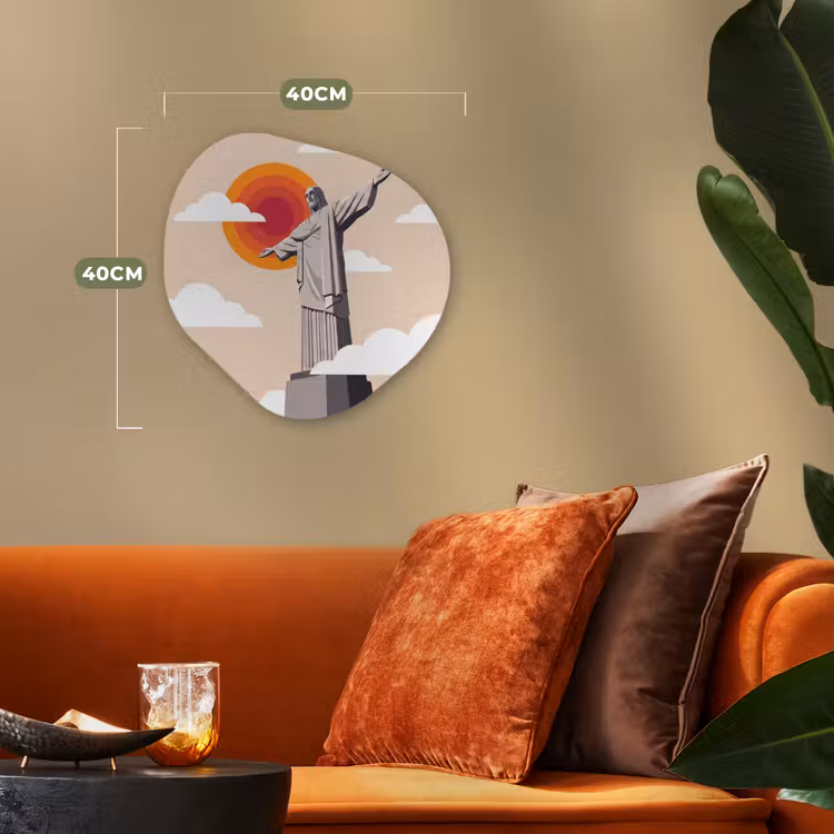 Monument - Stad - Zonsondergang - Minimalistisch - Oranje Wandcirkel Organisch Forex 3mm klein -sfeer3