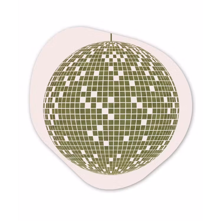 Disco - Bal - Groen - Abstract - Modern Wandcirkel Organisch Forex 3mm klein -3d
