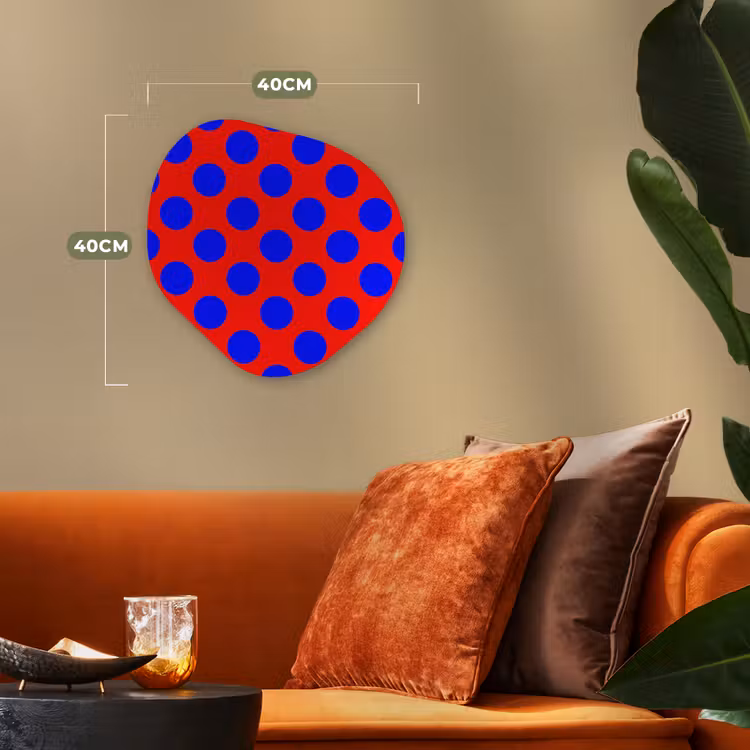 Dots - Klassiek - Rood Wandcirkel Organisch Forex 3mm klein 629 -sfeer3