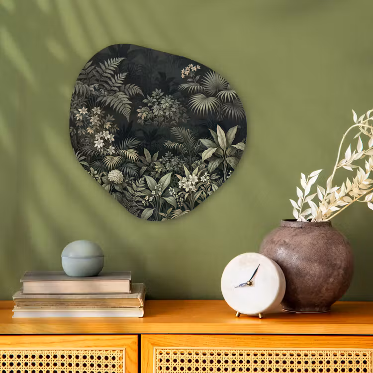 Jungle - Bladeren - Botanisch - Groen Wandcirkel Organisch Forex 3mm klein -sfeer2