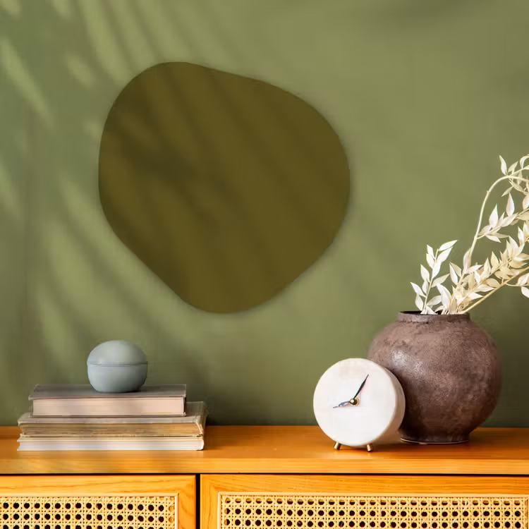 Dark - Olive - Groen Wandcirkel Organisch Forex 3mm klein 629 -sfeer2
