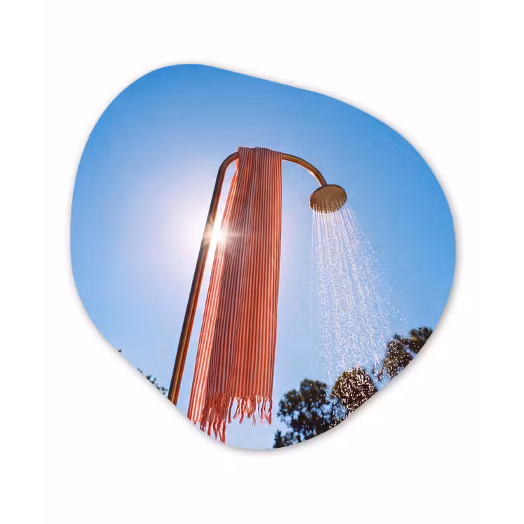Douche - Water - Zomer - Blauw Wandcirkel Organisch Forex 3mm klein -3d