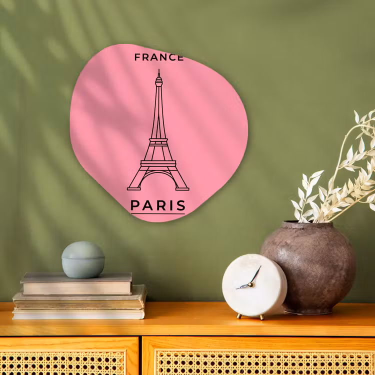 Eiffeltoren - Parijs - Architectuur - Minimalistisch - Roze Wandcirkel Organisch Forex 3mm klein -sfeer2