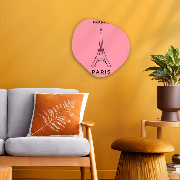 Eiffeltoren - Parijs - Architectuur - Minimalistisch - Roze Wandcirkel Organisch Forex 3mm klein -sfeer4