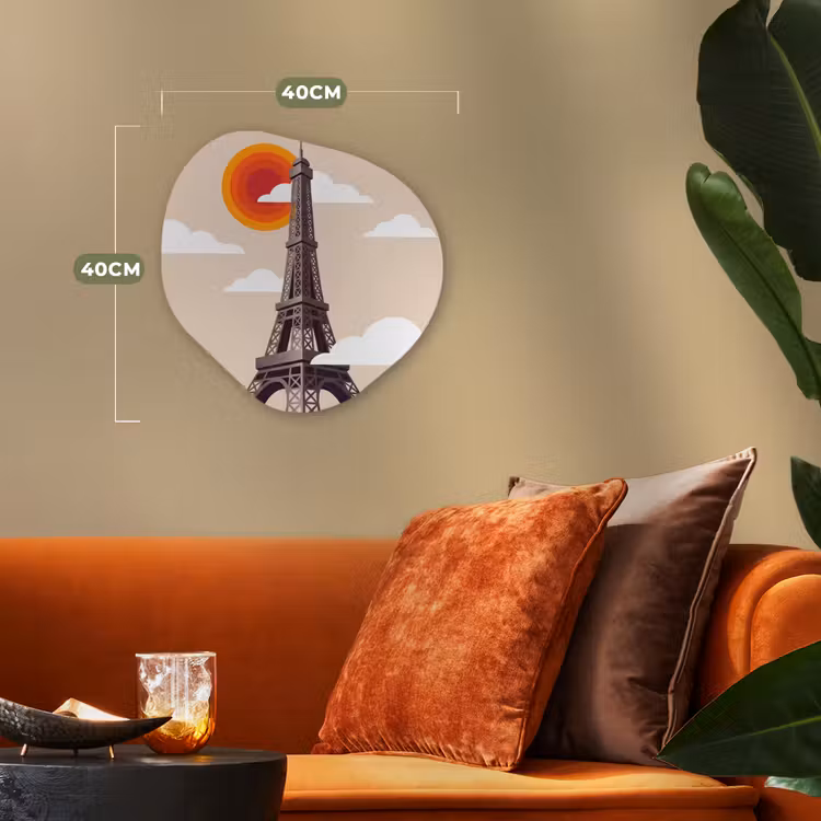 Eiffeltoren - Zon - Architectuur - Abstract - Beige Wandcirkel Organisch Forex 3mm klein -sfeer3