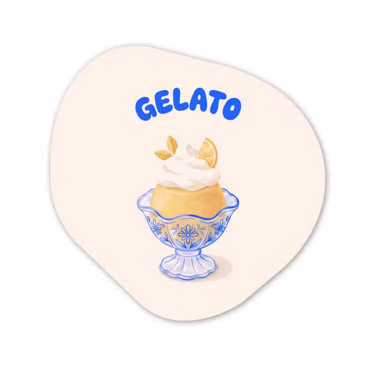 IJs - Citroen - Illustratie - Geel - Dessert Wandcirkel Organisch Forex 3mm klein -3d