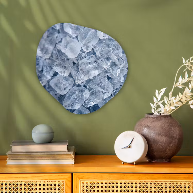 Ijsblokjes - Water - Blauw Wandcirkel Organisch Forex 3mm klein -sfeer2