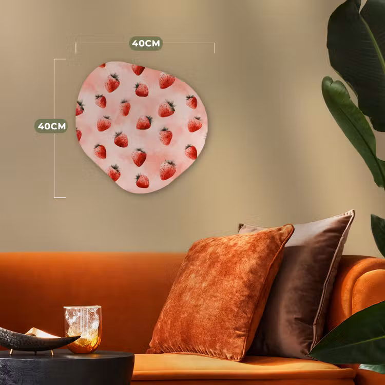 Aardbei - Patroon - Roze Wandcirkel Organisch Forex 3mm klein 629 -sfeer3