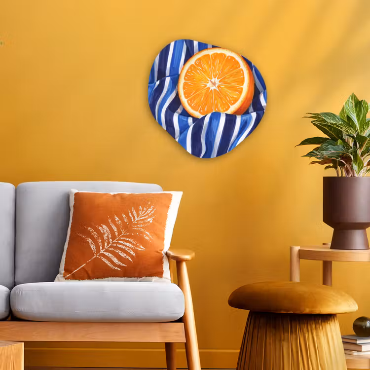 Forexbild Organische Form - Essen – Obst – Orange - Eten - Fruit - Oranje Wandcirkel Organisch Forex 3mm klein