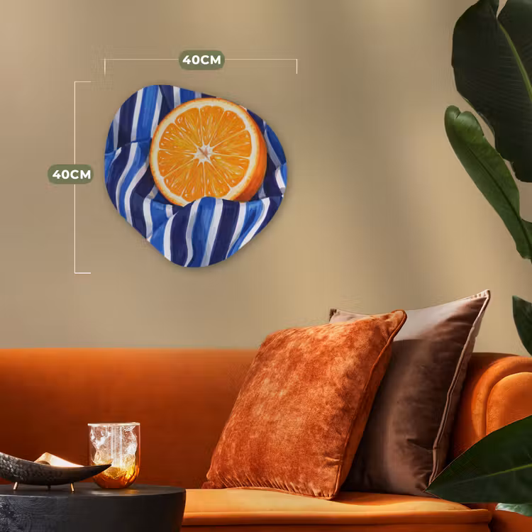 Forexbild Organische Form - Essen – Obst – Orange - Eten - Fruit - Oranje Wandcirkel Organisch Forex 3mm klein