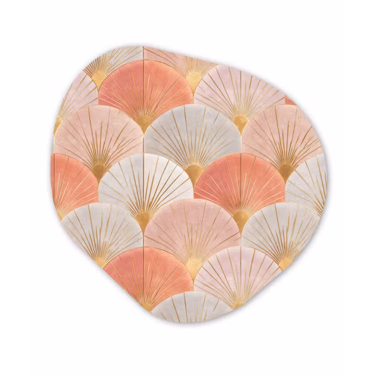 Waaiers - Goud - Roze Wandcirkel Organisch Forex 3mm klein 629 -3d