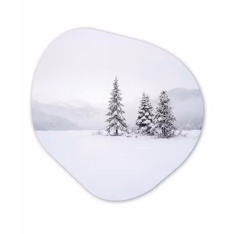Fijnsparren - Sneeuw - Winter - Landschap - Stilte Wandcirkel Organisch Forex 3mm klein -3d