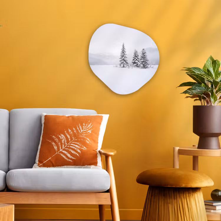 Fijnsparren - Sneeuw - Winter - Landschap - Stilte Wandcirkel Organisch Forex 3mm klein -sfeer4