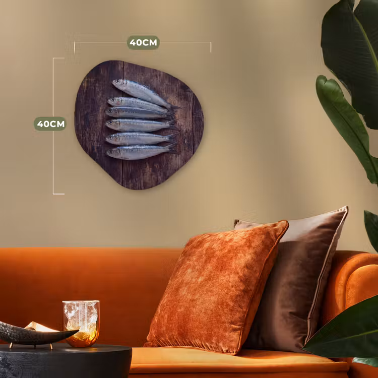 Forexbild Organische Form - Fisch – Holz – Essen - Vis - Hout - Eten Wandcirkel Organisch Forex 3mm klein