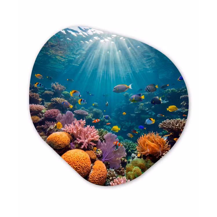 Vis - Koraal - Oceaan - Natuur - Kleurrijk Wandcirkel Organisch Forex 3mm klein -3d