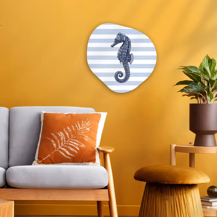 Vis - Oceaan - Illustratie - Blauw - Strepen Wandcirkel Organisch Forex 3mm klein -sfeer4