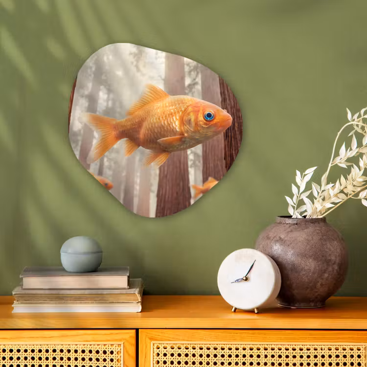 Forexbild Organische Form - Fisch – Wald – Fantasie - Vis - Bos - Fantasie Wandcirkel Organisch Forex 3mm klein