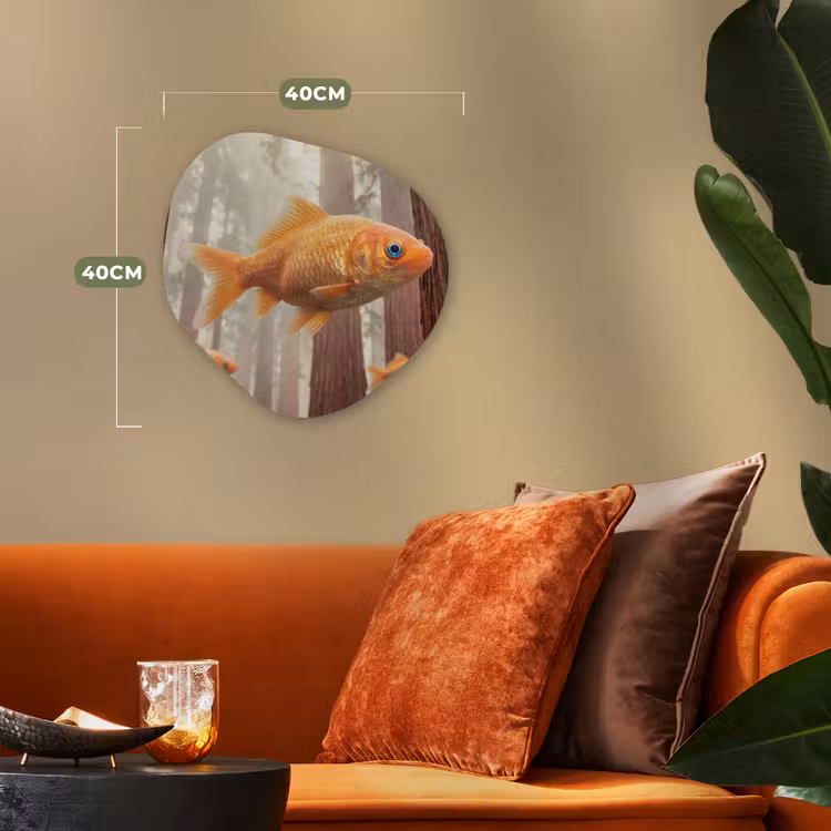 Forexbild Organische Form - Fisch – Wald – Fantasie - Vis - Bos - Fantasie Wandcirkel Organisch Forex 3mm klein