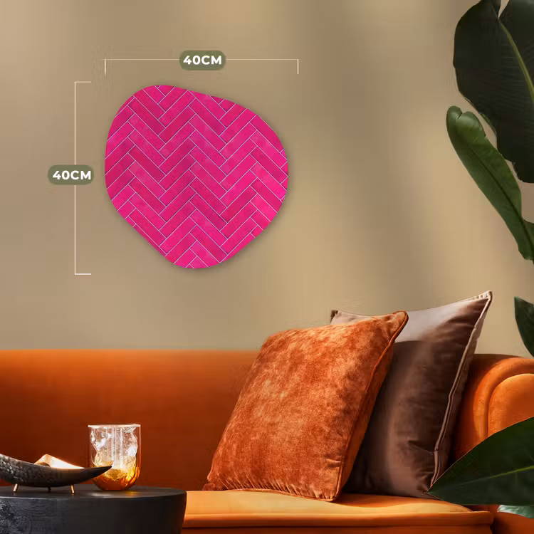 Visgraat - Wandtegel - Fuchsia - Roze Wandcirkel Organisch Forex 3mm klein 629 -sfeer3