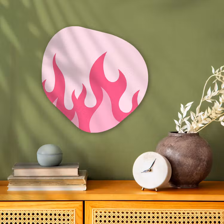 Vlammen - Patroon - Abstract - Modern - Roze Wandcirkel Organisch Forex 3mm klein -sfeer2