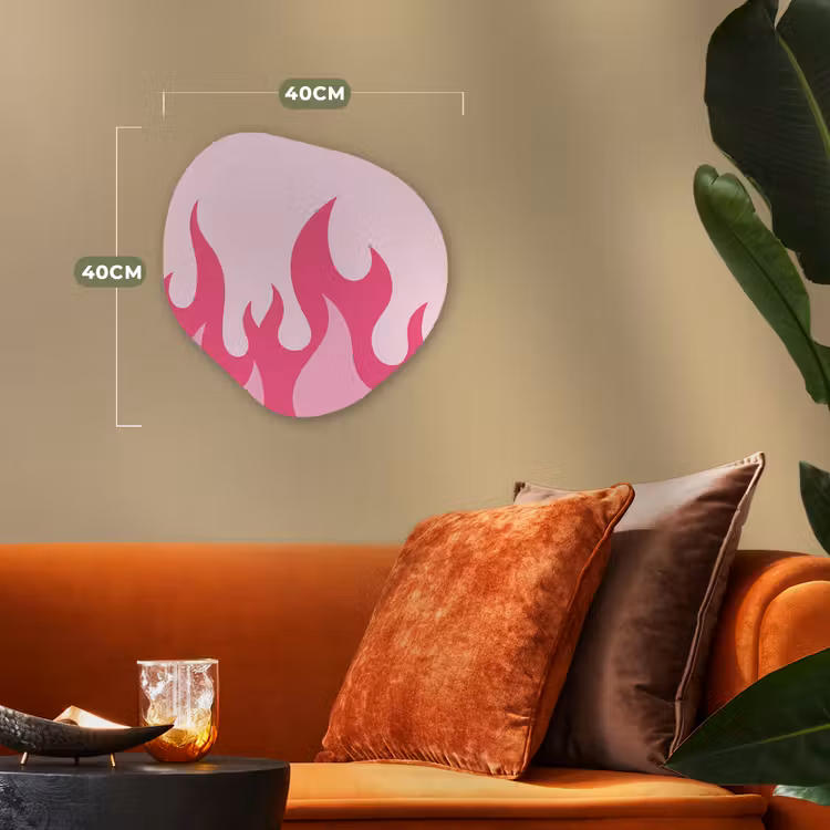 Vlammen - Patroon - Abstract - Modern - Roze Wandcirkel Organisch Forex 3mm klein -sfeer3