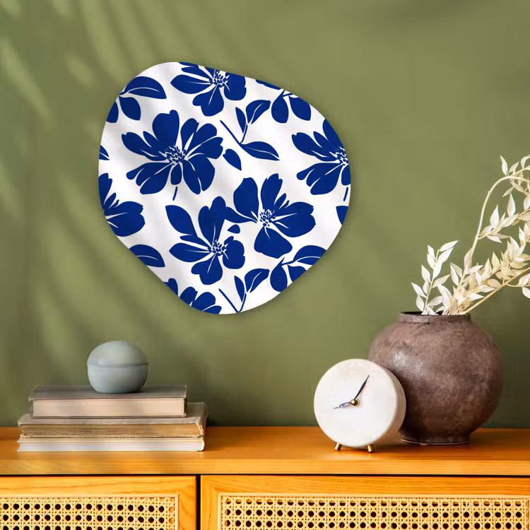 Floraal - Modern - Blauw Wandcirkel Organisch Forex 3mm klein 629 -sfeer2