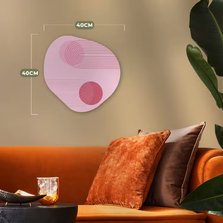 Vormen - Lijnen - Minimalistisch - Roze Wandcirkel Organisch Forex 3mm klein -sfeer3