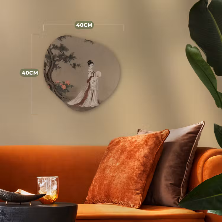 Vrouw - Azië - Kunst - Beige Wandcirkel Organisch Forex 3mm klein -sfeer3